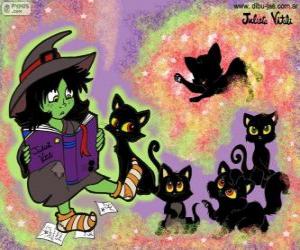 yapboz Onların Kara kediler ile cadı